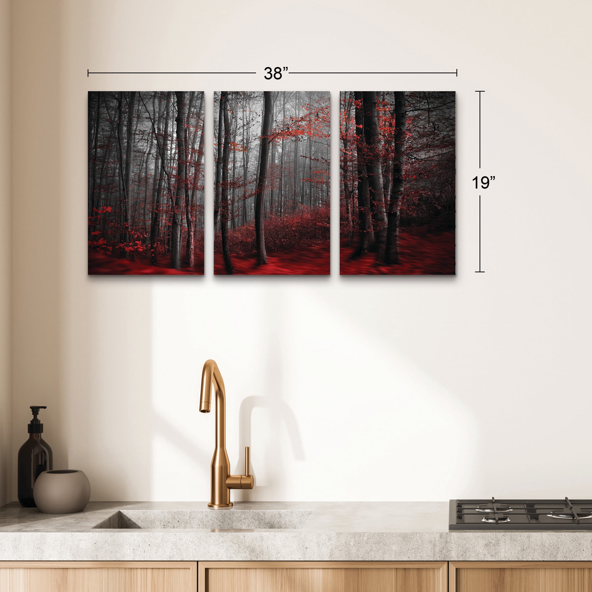 Samanta Bloody River 3 Panel  Canvas Wall Art Set by Trademark Fine Art
