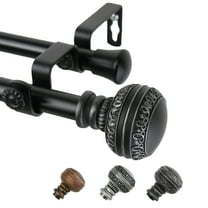 13/16" Dia Adjustable 120-170" Siena Double Curtain Rod in Black