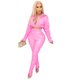 thumbnail image 3 of Conjunto de dos piezas de piel sintética de PU sexy para mujer, conjunto a juego con top corto y pantalones apilados con abertura para cumpleaños y club nocturno, sin definir, 3 of 5