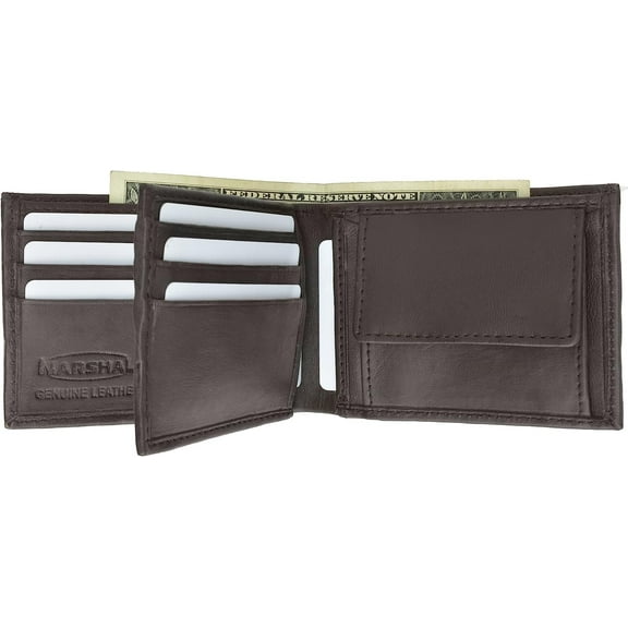 Marshal Center Flap Genuine Lambskin Soft Leather ID card Credit Card Bifold Wallet