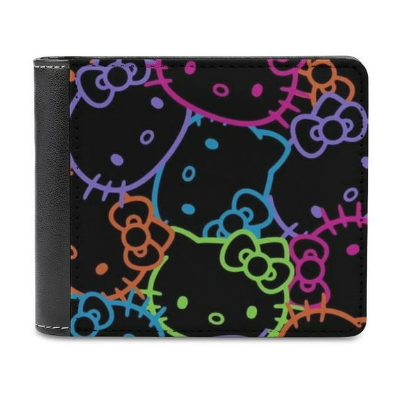 Hello Kitty Leather Wallet for Men Women Two Fold Purse Slim Cash Card Holder Bag