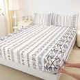 thumbnail image 3 of jejeloiu Rustic Western Aztec Bed Sheets,Retro Bohemian Print King Sheets,White Gray Sheet Set For Men Women,Microfiber Bedroom Decor,4 Pieces, 3 of 7