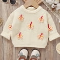 thumbnail image 2 of Mercatoo Baby Girls Knitted Sweater Butterfly Embroidery Crewneck Cable Knit Sweater Cotton Sweatshirt Long Sleeve Pullover Top, 2 of 5