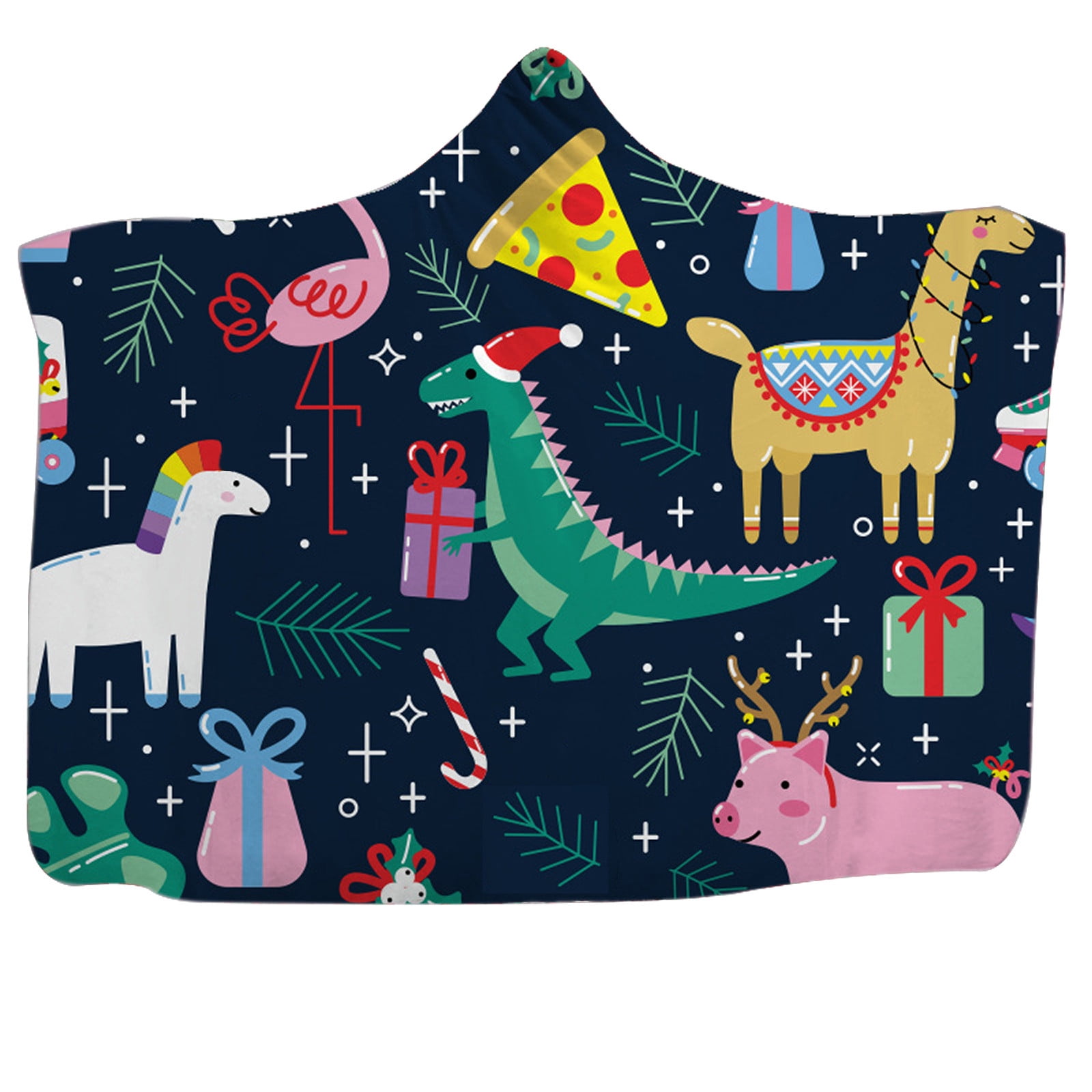 Vikakiooze 2023 Hooded Blanket Shawl Winter Christmas Pattern Wear Cap Home Blanket Children's