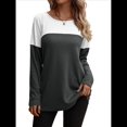 thumbnail image 1 of Camisetas de Punto Gofre para Mujer, Camisetas de Larga con Bloques de Color y Detalle de Botones, Túnicas Gris L, 1 of 10