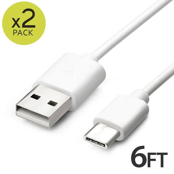USB-C to USB A Cable 3.1A Fast Charging [2-Pack 6ft], FreedomTech USB Type C Charger Cord Compatible with Samsung Galaxy S10 S9 S8 S20 Plus A51 A12 A11, Note 10 9 8, PS5 Controller USB C Charger-White
