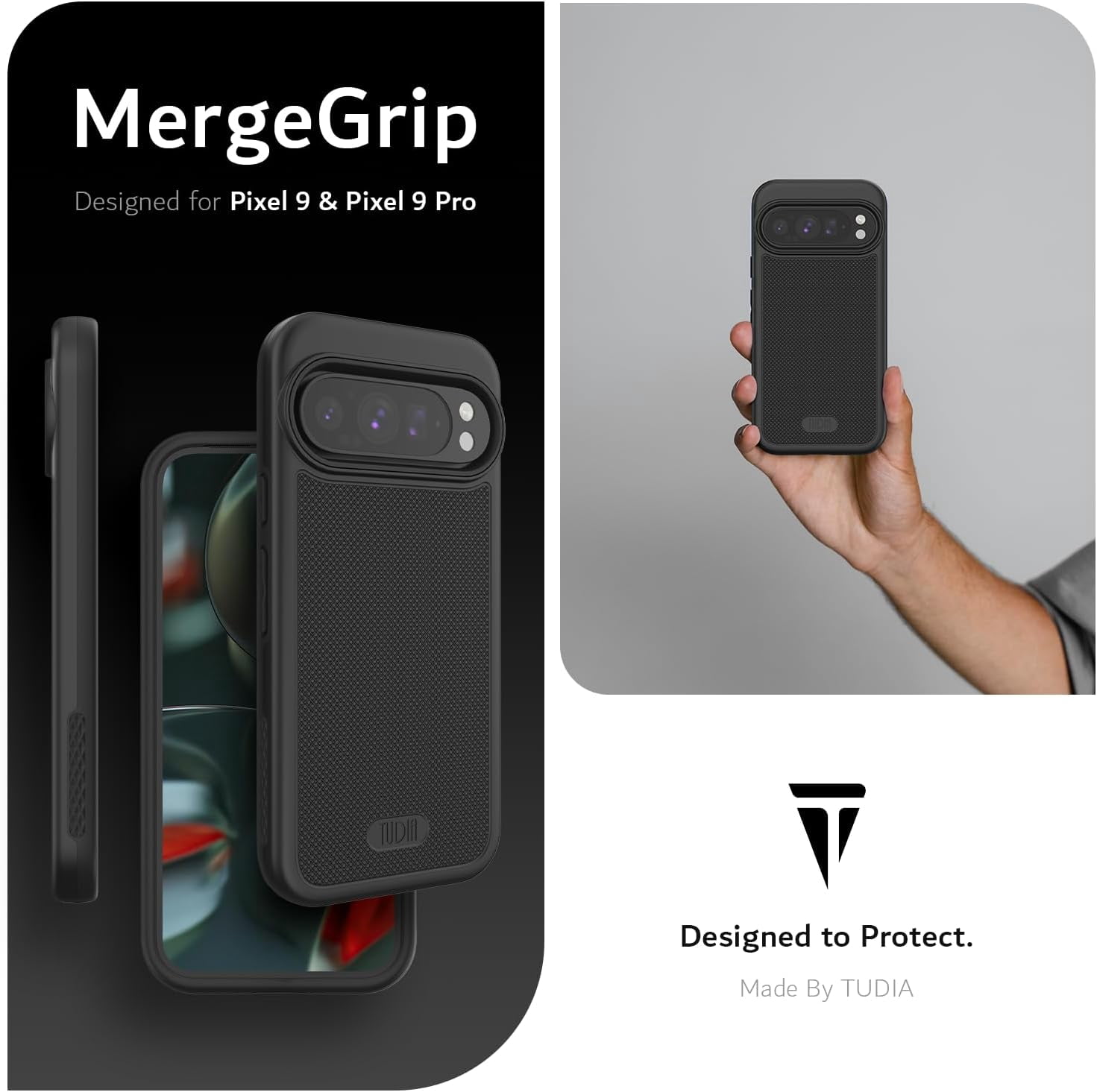 TUDIA MergeGrip Magsafe Compatible Google Pixel 9 Case / Pixel 9 Pro Case - Matte Black