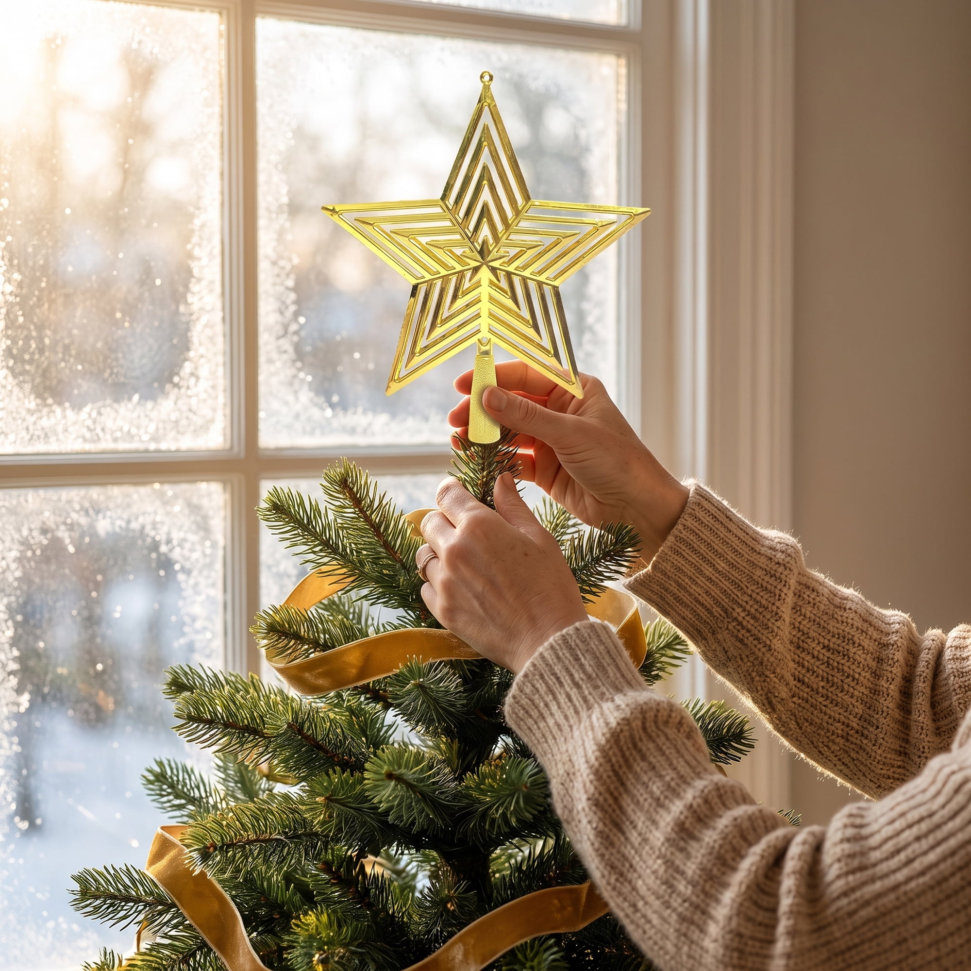 Unique Bargains Openwork Star, A Luxury Adaptable Concealed Canopy Crest Gold 20cm