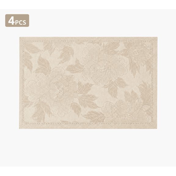 Faux Leather Placemats Set of 4, Waterproof Wipeable Table Mats, Heat Resistant Anti Slip Dining Table Placemats for Kitchen Indoor Outdoor Use, Beige, 17 x 12 Inch