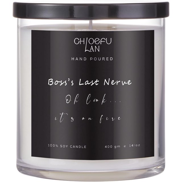Chloefu LAN Boss Gifts, Boss Lady Gifts for Women, Lilac Candles, 400g Soy Candles for Home Scented, Highly Scented Candles, Best Boss Gifts for Women, Men, Funny Gift for Boss Female