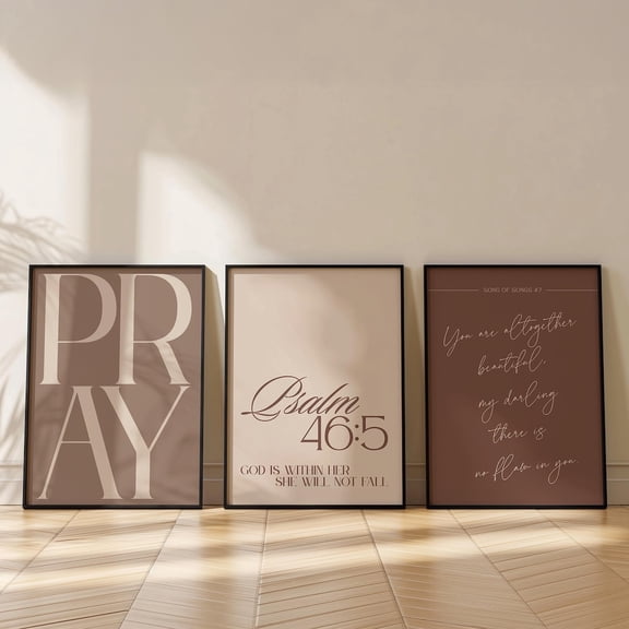 Bedroom Art Neutral Religious Decor Jesus Word Minimalist Christian Decor Bible Verse Scripture Girl Room Set 3 Unframed Paper Print 8x12