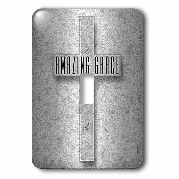 3dRose, Amazing Grace Silver Christian Cross with Swirls Elegant and Simple, single toggle switch