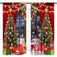 thumbnail image 3 of Christmas Curtains for Living Room,Xmas New Year Winter Snow Forest Snowflake Merry Christmas Holiday Party Window Treatments for Bedroom Kitchen Bathroom 2 Panel,84X84 Inch, 3 of 5