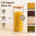 thumbnail image 2 of Glass Spaghetti Pasta Storage Containers, 3 Pack 2.2Qt Square Airtight Glass Jars, Clear Sealed Canisters for Flour Cereal Beans Pantry Organization, 2 of 7