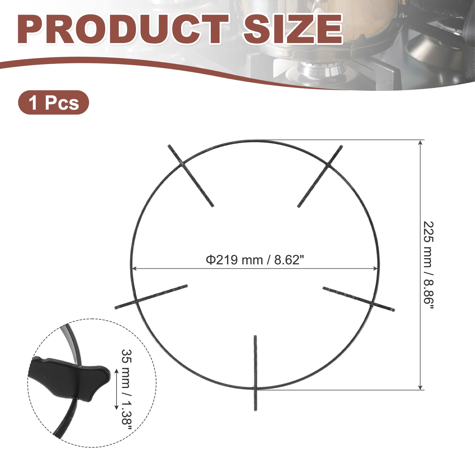 Uxcell Wok Ring for Gas Stove, 8.6 Inch Cast Iron Gas Stove Rack Wok Support Ring Round Cooktop Stand Brackets Replacement Accessories for Home Kitchen Burner, Black