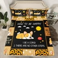 thumbnail image 2 of Feelyou Kawaii Cartoon Dog Queen Sheet Sets, Rustic Sunflower Flat Sheet, Patchwork Plaid Queen Fitted Sheet, Microfiber Bedroom Decor, 4 Pieces, 2 of 7