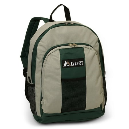 Everest Unisex Backpack with Front and Side Pockets, Green Gray