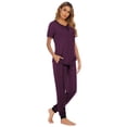 thumbnail image 4 of Ekouaer Pajamas for Women Set 2 Piece Lounge Set Short Sleeve Pjs Joggers Long Pants Sleepwear with Pockets, 4 of 5