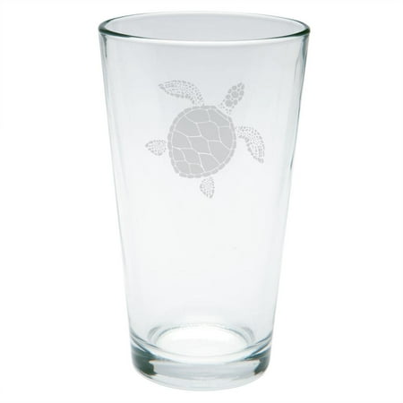 Summer Sun Sea Turtle Etched Pint Glass
