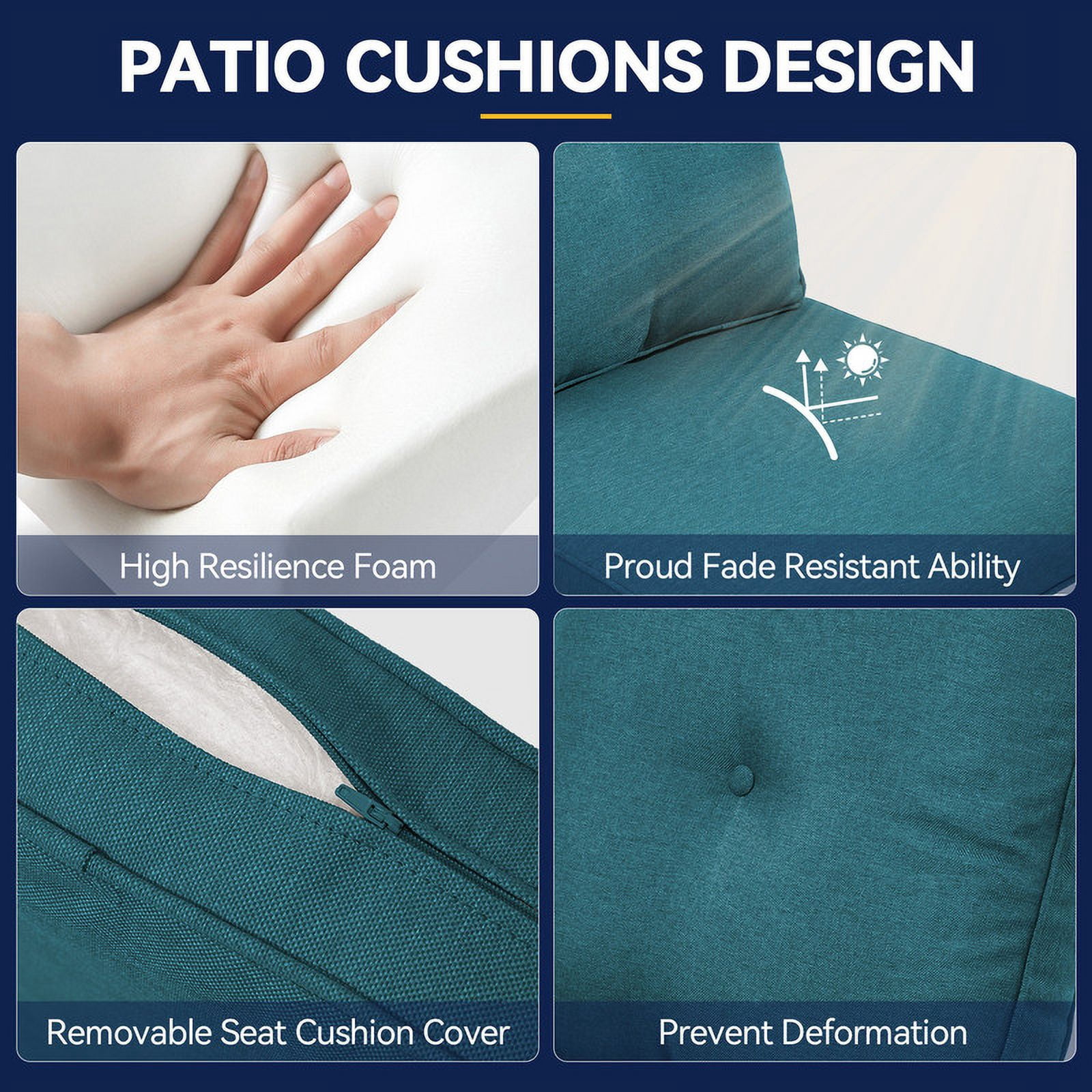 Bellefurn Deep Seat Cushion Set 25x22x4 inch Outdoor Cushions for Patio Furniture,Outdoor Chair Cushions Waterproof & Fade Resistant Patio Furniture Cushions for Wicker Chair,Sofa,Couch
