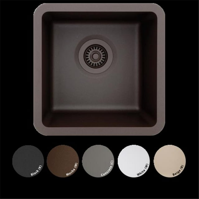 Lexicon Platine LP-1515-W Petit Évier de Cuisine Composite Quartz Simple Bol&44; Blanc