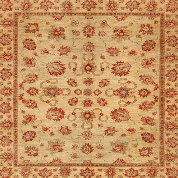 Ahgly Company Machine Washable Indoor Square Abstract Orange Area Rugs, 7' Square