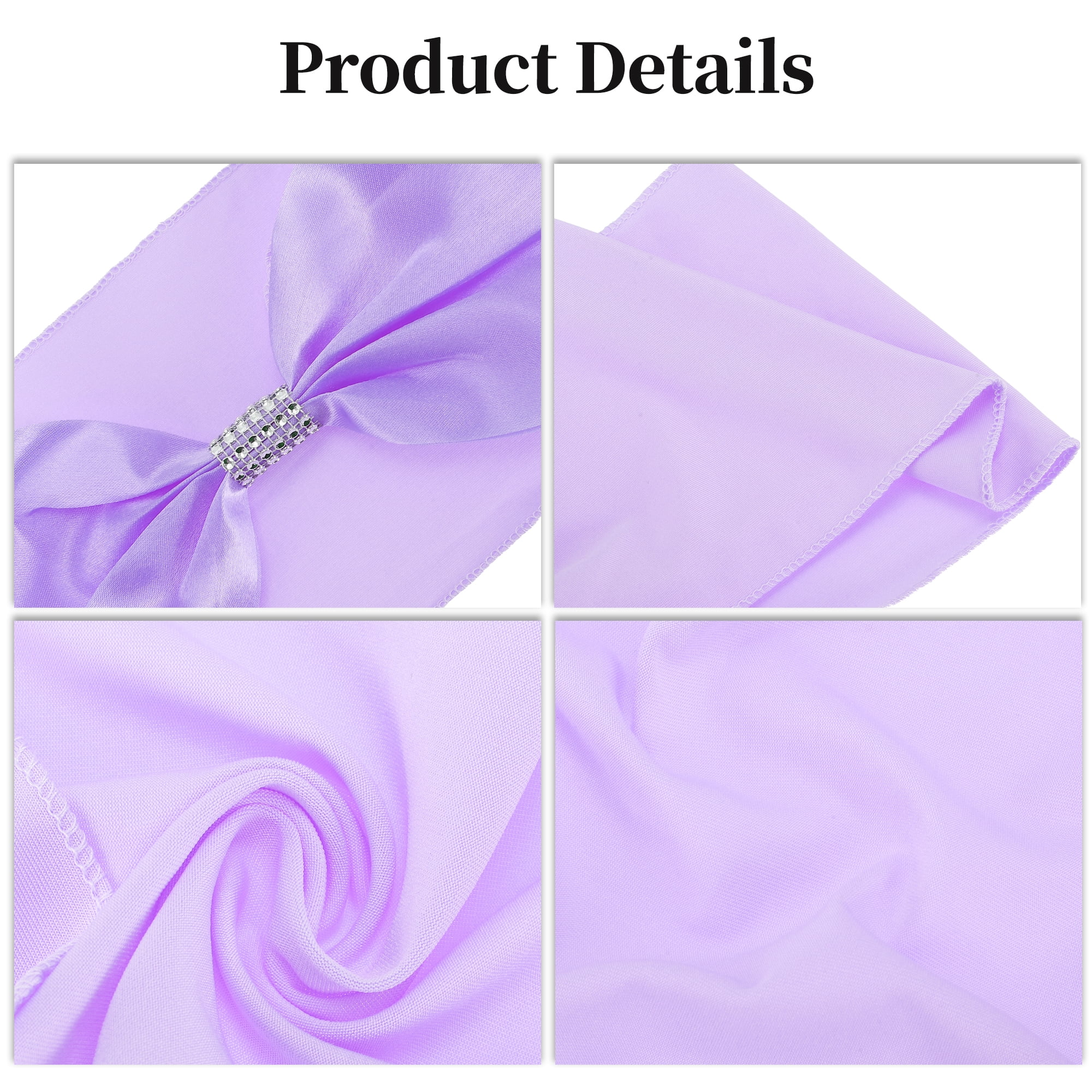 Unique Bargains 10 Pcs Chair Sashes Bow Stretch Chair Cover Band Light Purple