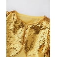 thumbnail image 7 of Lejafay Girls Shiny Sequins Bolero Jacket Shrug Cape One Button Closure Cardigan Flower Dress Cover Gold 130, 7 of 7