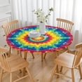 thumbnail image 3 of Rainbow Tie Dye Star Mandala Pattern Round Fitted Tablecloth with Elastic Edge,Dining Table Cover Waterproof,Outdoor Round Tablecloth for Camping,Dining,Indoor and Outdoor, 3 of 7