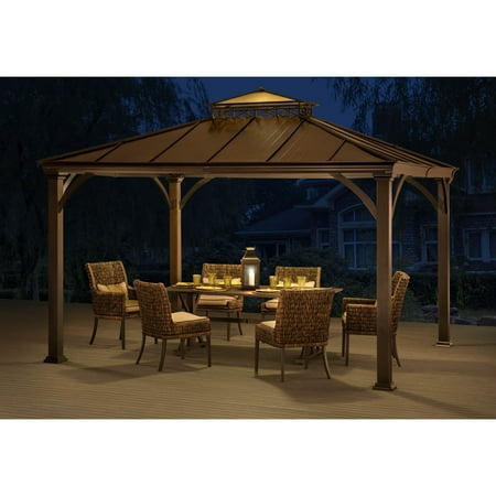 Sunjoy Mayfield Hardtop Gazebo, Light Brown