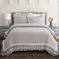 thumbnail image 1 of Lush Decor Ella Shabby Chic Ruffle Lace Juego de cobertor de 3 Piezas, King, Gris Claro, 1 of 7