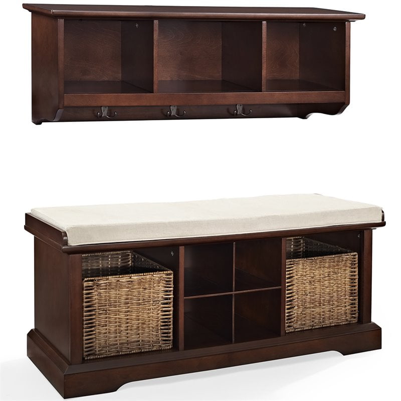 Crosley Furniture Brennan 2Piece Entryway Bench and Shelf Set