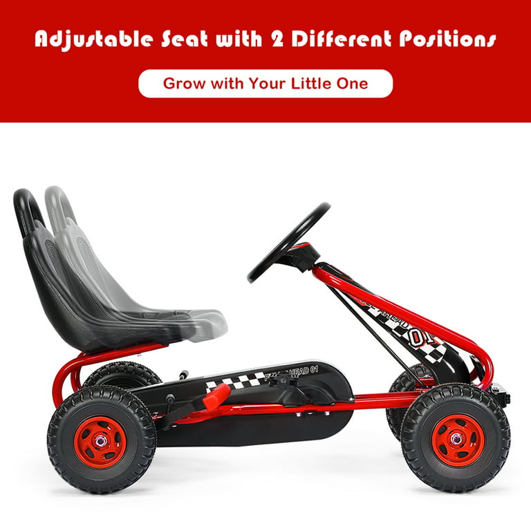 Gymax Kids Pedal Go Kart 4 Wheel Ride On Toys w/ Adjustable Seat