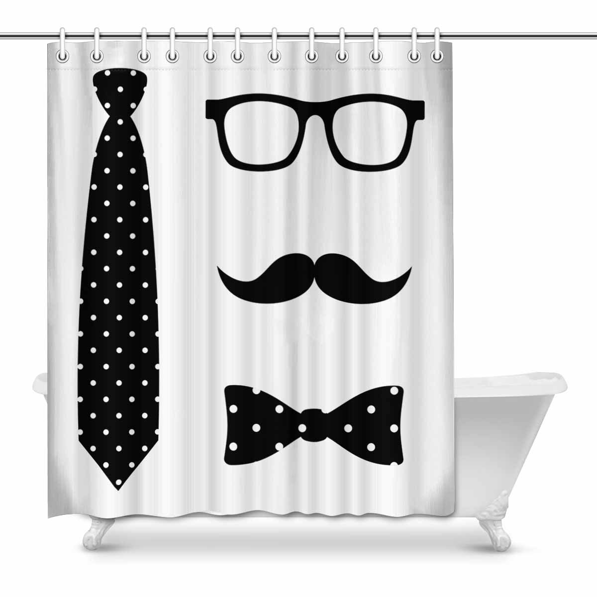 Pop Bow Tie Mustache Polka Dot Bathroom Decor Shower Curtain Set 60x72 Inch Walmart Canada