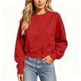thumbnail image 6 of Horkkom Sweatshirt for Women Long Sleeve Solid Color Crewneck Sweatshirt Casual Pullover Cropped Sweatshirts, S-2XL, 6 of 8