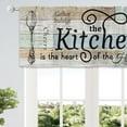 thumbnail image 2 of Farmhouse Valance Kitchen Curtains Rustic Teal Wooden Board Country Fork and Spoon Retro Vintage Wood Rod Pocket Funny Quotes Bedroom Living Room Treatment Fabric 1 Panel 52Wx18H Inch, 2 of 5