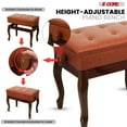 thumbnail image 3 of Adjustable Piano Bench with Storage - 3" Padded Seat, Curved Legs, Heavy Duty 445lb Capacity, 3 of 12