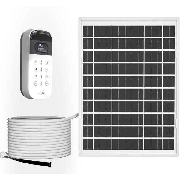 6W Solar Panel for myQ Garage Door Video Keypad,16.4Ft Outdoor Power and Adjustable Mount, Continuously Your Video Keypad
