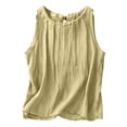 thumbnail image 2 of Tank Tops for Women Lightweight Cotton Linen Crewneck Pleated Loose Casual Sleeveless Shirt Summer Outfits, 2 of 9