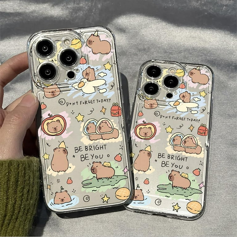 Cute Cartoon Capybara Crocodile Apple Pear Clear Soft Phone Case Compatible  with iPhone Case (Clear,iPhone 15 Pro Max)
