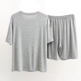 thumbnail image 2 of SWSMCLT Men's 2 Piece Cotton Pajamas Short Sleeve Shirt Shorts Set Lounge Set Soft Summer Comfy Sleeping Modal Sleepwear Light Grey Small, 2 of 4