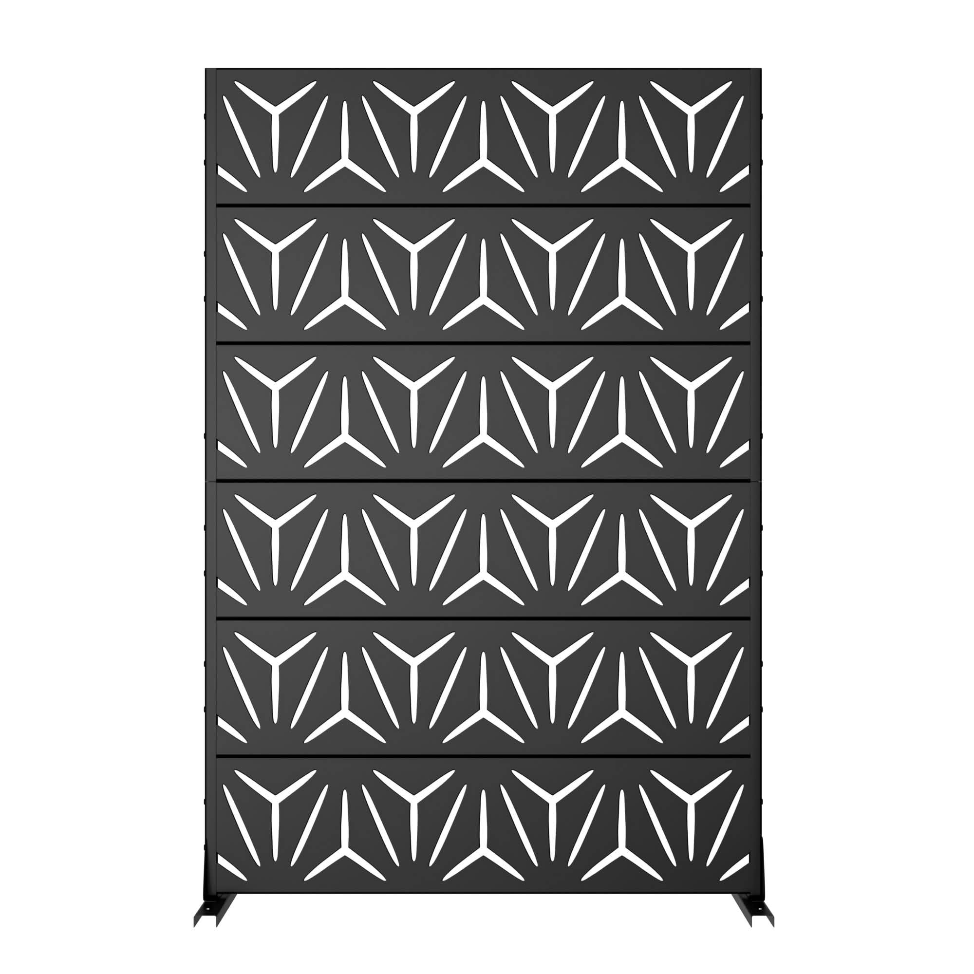 MAYEERTY 72x47x16 Inch Black Galvanized Steel Privacy Screen, 6 Piece Set for Outdoor Garden
