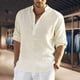 thumbnail image 2 of Men's Linen Loose Fitting T-shirt Casual Plus Size Long Sleeved Shirt for Spring and Summer, 2 of 5