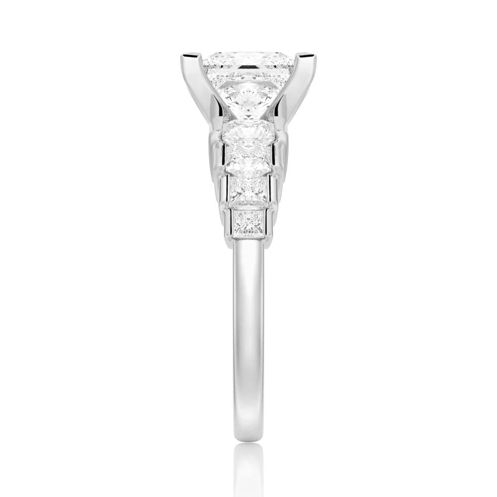 ESTE ORIGIN 4Ct Princess Cut Moissanite Engagement Ring Set - Bridal Wedding Ring Set with Eternity Band 18K White Gold US 9