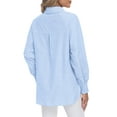 thumbnail image 2 of Airmenty Women's Button Down Shirts Long Sleeve Smocked Cuffed Striped Work Blouses Tops with Pocket Shirred, 2 of 8