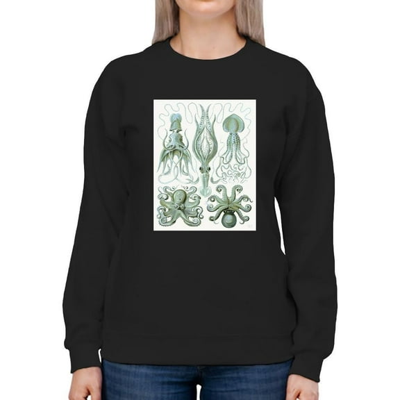 Scary Sea Creatures Sweatshirt Women -Fab Funky Designs, Female Large