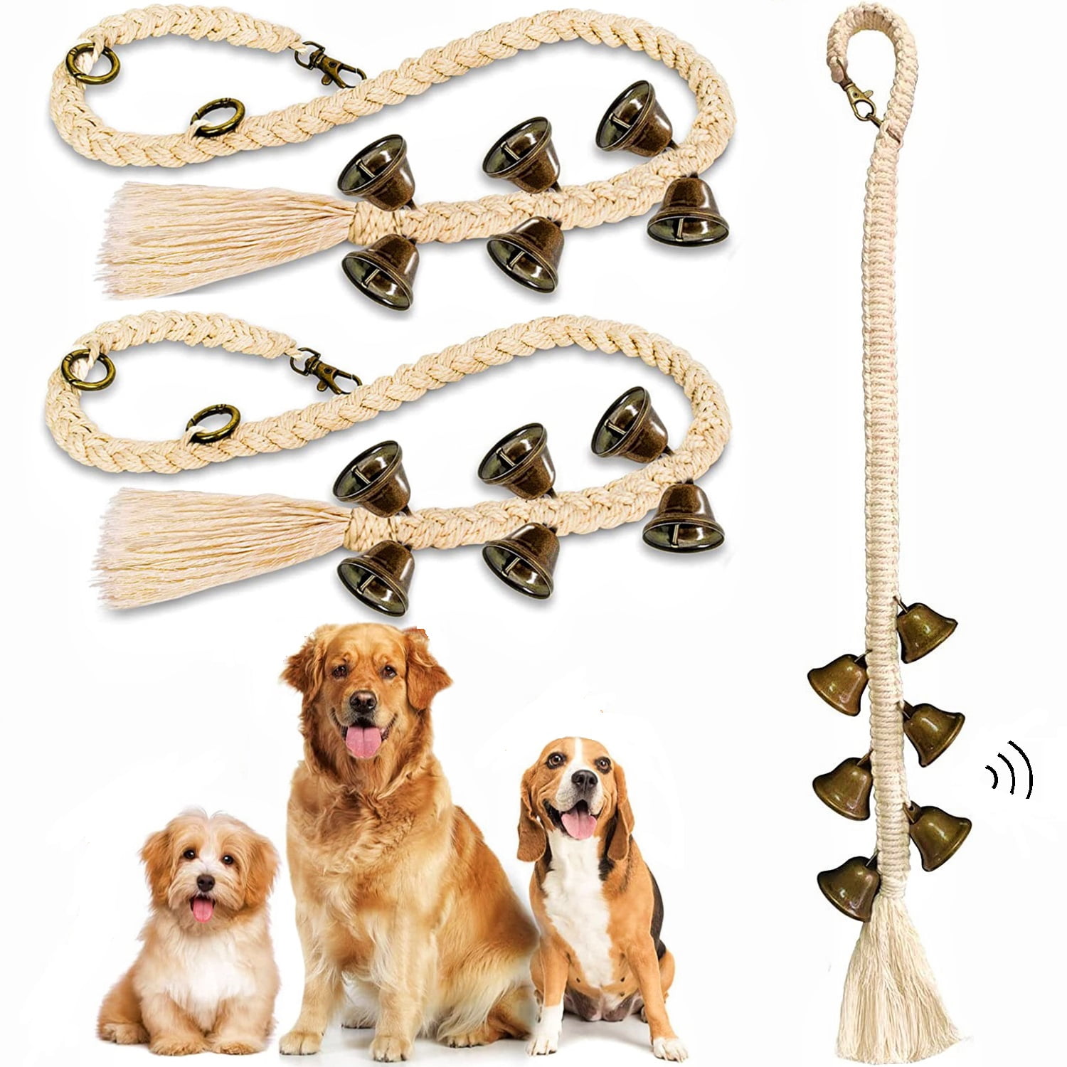 1/2 Pcs Durable Dog Bell for Door Potty Training, Adjustable Hanging