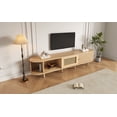 thumbnail image 3 of Axiomera TV Stand with 1 Rattan Drawer & 2 Sliding Doors, Oval TV Cabinet with Rounded Corners – 70.8" Entertainment Center, Media Console, Oak, for 75" TV, Living Room, 3 of 27