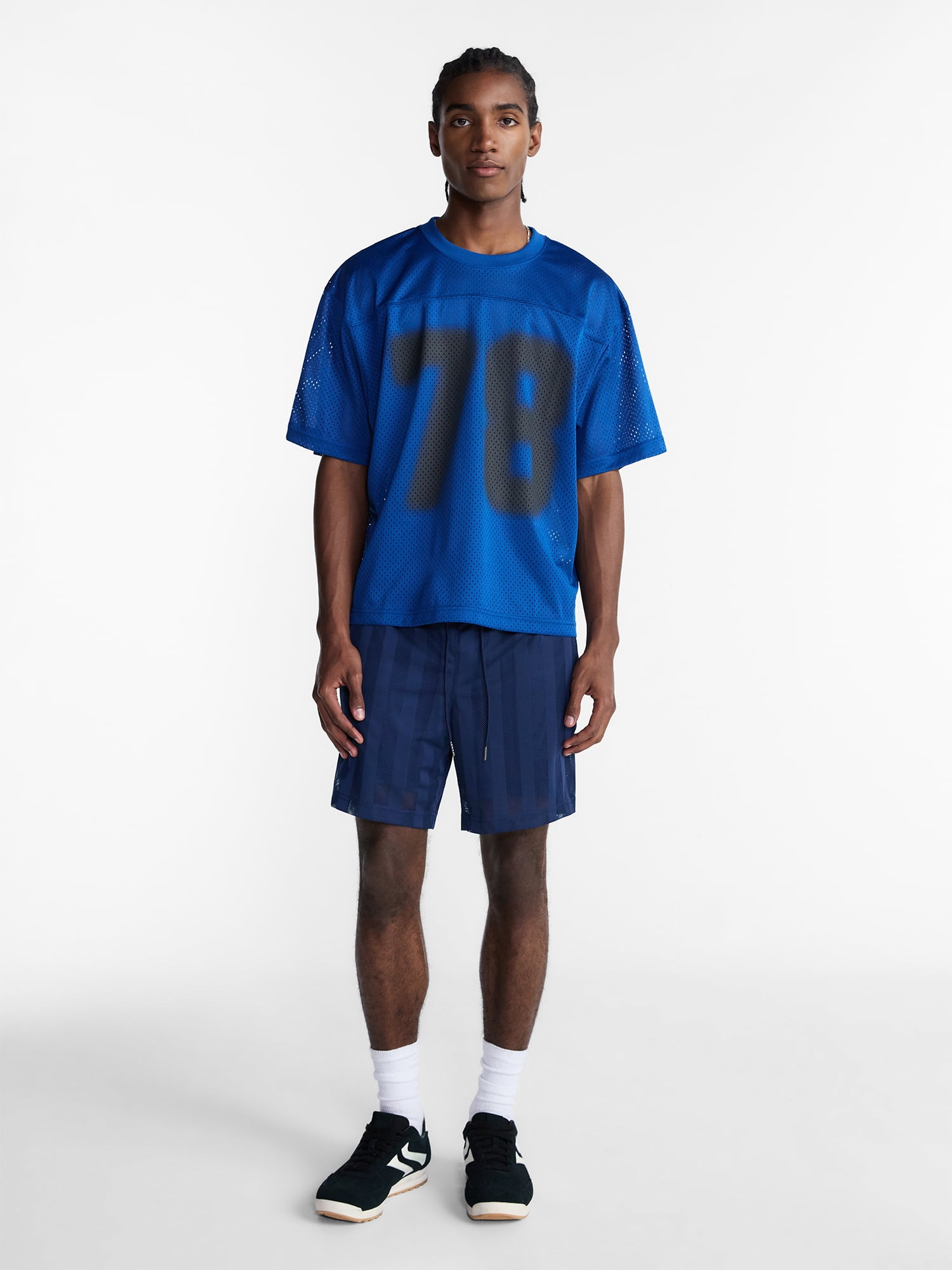 No Boundaries Graphic Boxy Fit Mesh Jersey Style Shirt, Men's XS-5XL