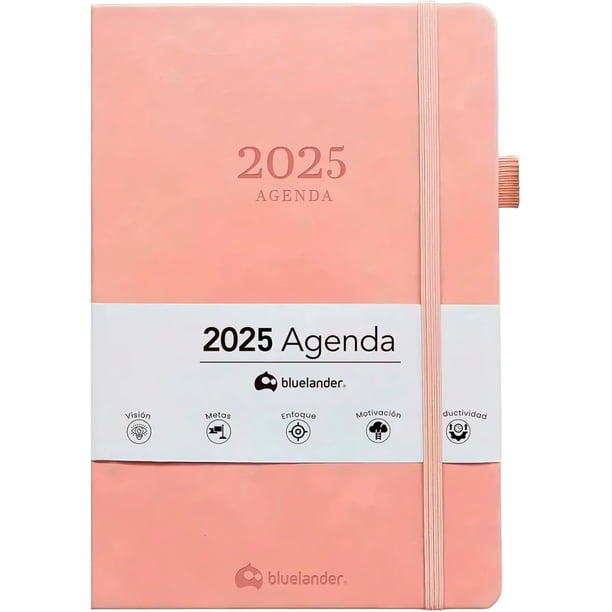 Agenda 2025 Bluelander, Cubierta Gruesa, Cuero